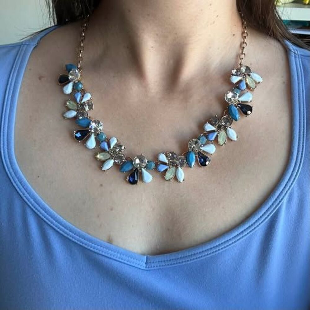 Vintage Style Multicolor Blue Crystal Statement Necklace, PAJ/Art & Jewel Style